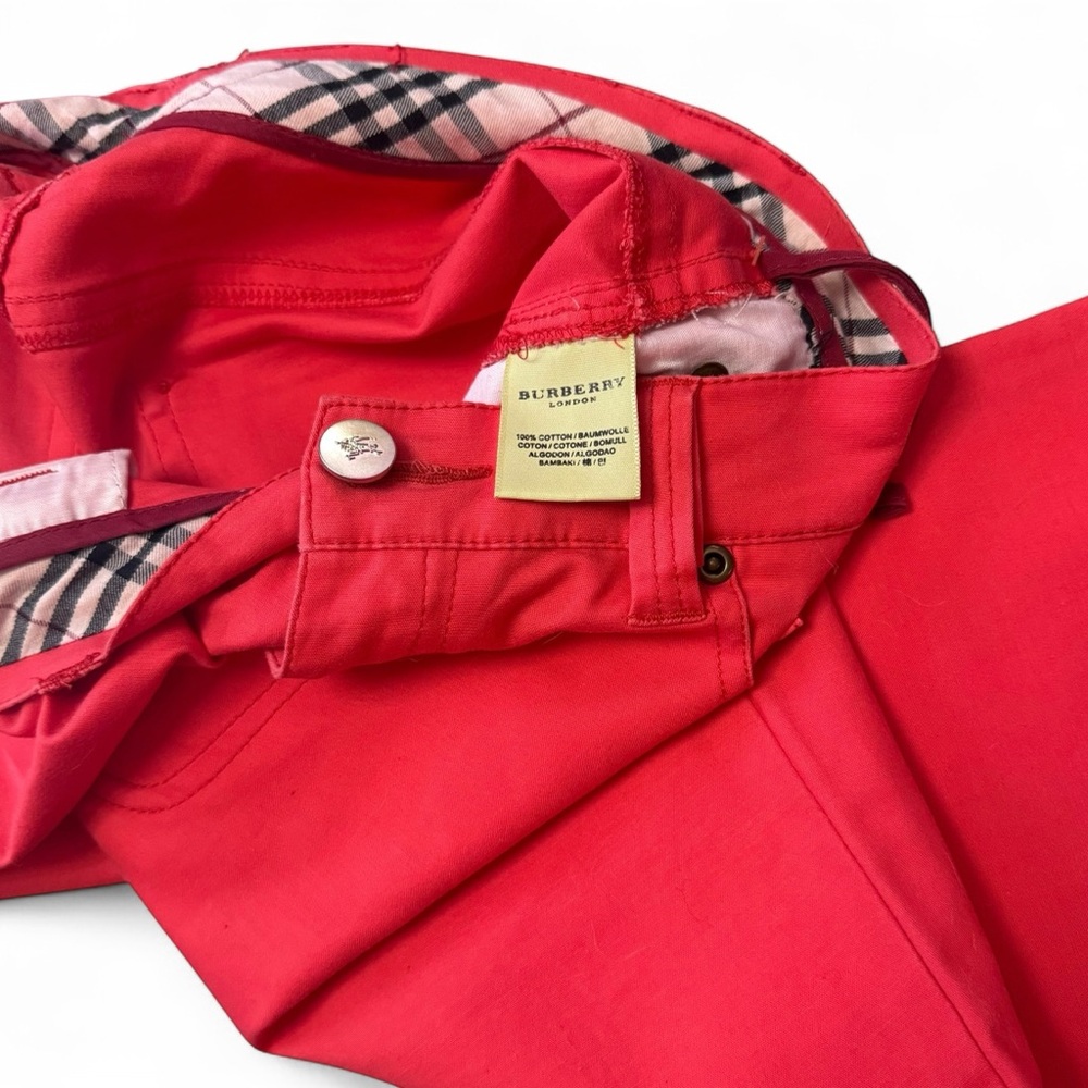 Burberry Red Pants with Signature Check Waistband - Picture 8 of 15